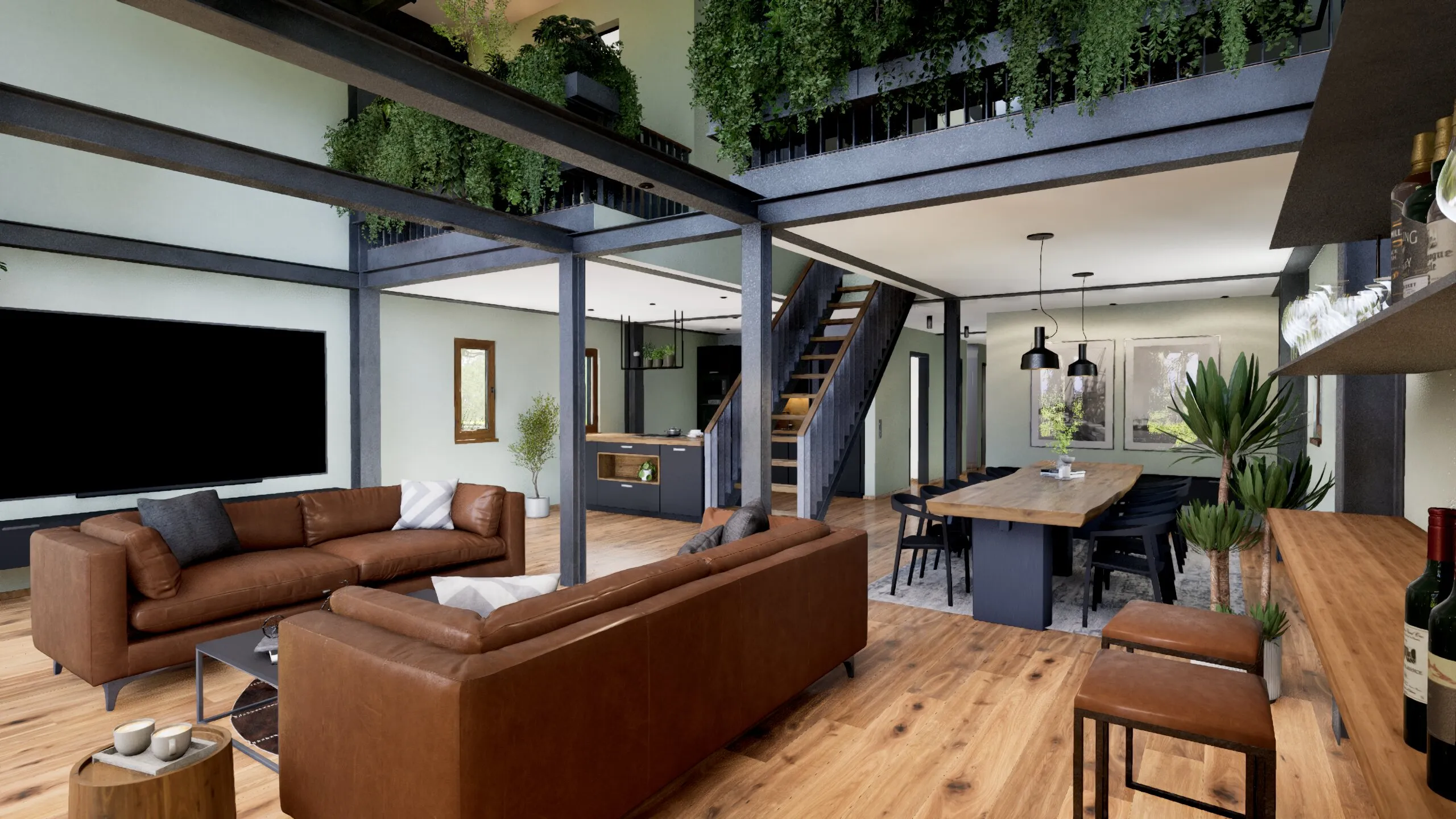 Green Steel Home Wohnbereich