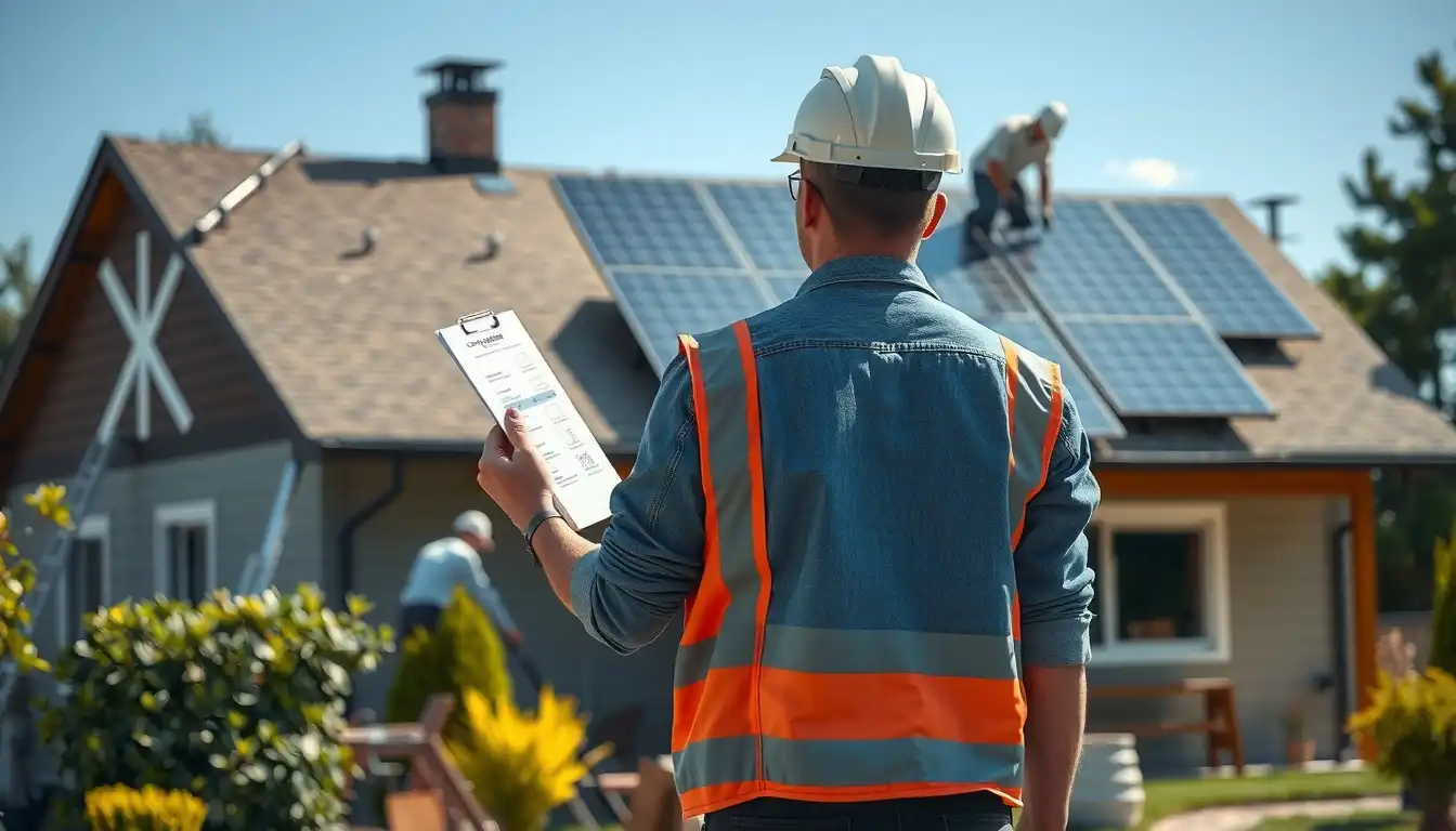 Techniker überprüft Elektroinstallation mit Checkliste