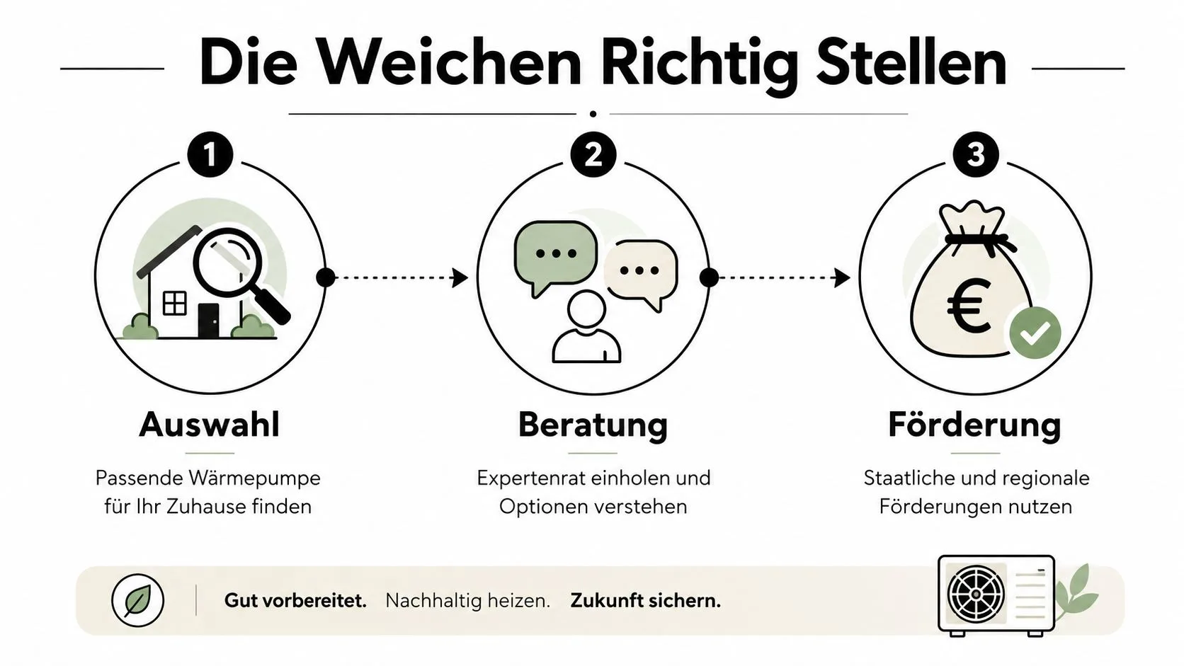 Dreistufiger Prozess der Wärmepumpeninstallation: Auswahl, Beratung und Förderung